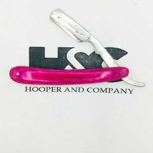 New Barber Razor Pink Color Wooden Handel Barber Razor With Custom Logo Wood Handle Barber Razor Packing Logo offer - Product Image 5