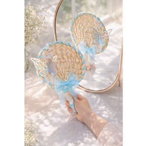 พัดงานแต่งงาน พัดไม้ไผ่สั่งทำพิเศษ พร้อมโบว์ตกแต่ง ของชำร่วยงานแต่งงานทำมือ ของขวัญสำหรับแขก โรงงานเวียดนาม ขายส่ง - Product Image 1