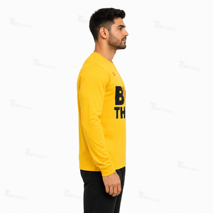 Camisetas Deportivas de Manga Larga para Hombre, Tejido Jersey, Cuello Redondo, Corte Regular, 100% Algodón, Transpirable, Secado Rápido, para Gimnasio - Product Image 3