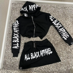 Custom Hoodie Short Set Two Piece Clothing Set Cotton Sweatsuit <b>Women</b> Matching Outfit <b>Suit</b> 2 Piece Mini <b>Women's</b> <b>Skirt</b> Set - Product Image 1