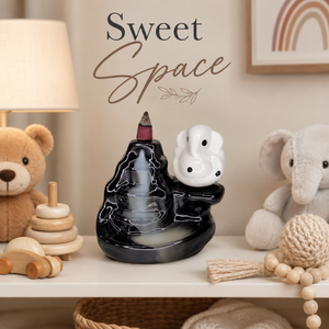 Cute <b>Elephant</b> Ceramic Backflow Incense Burner | Waterfall Aromatherapy Cone Holder Zen Meditation Home <b>Decor</b> Gift Set Tabletop - Product Image 3