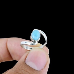 แหวนลาริมาร์ทรงรีธรรมชาติ เงินแท้ 925 แหวนพลอยทำมือ เครื่องประดับอันหรูหราสำหรับเธอ - Product Image 2