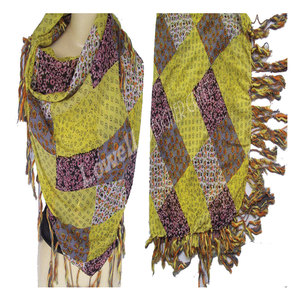 Elegante Bufanda de Seda con Patrón de Parches y Flecos, Chal de Diseño Lujoso, Suave y Ligero para Mujer, a la Moda para Todas las Temporadas - Product Image 1