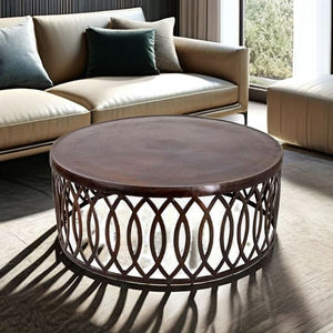 Table basse en métal créative à prix réduit, design unique, fabrication artisanale pour le salon et la chambre à coucher, finition cuivre - Product Image 3