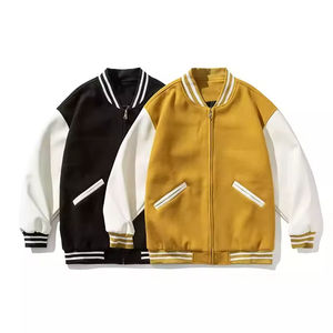 Veste universitaire en cuir personnalisée à prix abordable pour homme, avec manches courtes, patchs personnalisés, style baseball, pour l'automne et l'hiver - Product Image 1