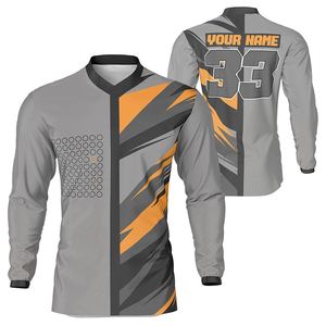 Maillot de course personnalisé en gros pour moto et motocross, respirant, en polyester, à manches longues, séchage rapide, vêtements de sport de course - Product Image 1