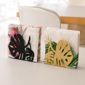 Porta Servilletas de Hierro Estampado con Diseño de Planta Dorada para Decoración de Restaurantes, Artesanía en Metal - Product Image 5