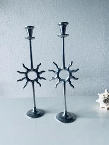 Ensemble de bougeoirs Twilight Collect en laiton, design palmier, 3 tailles, décoration d'intérieur, support métallique durable avec bougie blanche incluse - Product Image 5