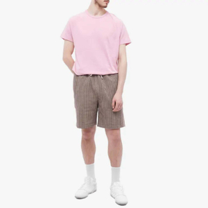 Pantalones Cortos Bermuda a Cuadros para Hombre, Cintura Media, con Cordón, Casuales, de Algodón Tejido - Product Image 1