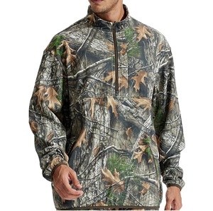 Sweat à capuche camouflage respirant de haute qualité Bottomland Wears Leaves, demi-zip, pour la pêche, la chasse tactique et la randonnée - Product Image 5