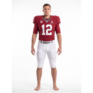 Custom Crimson White Football Uniform Nylon-Spandex FUSE Chassis Contoured <b>Pad</b>-Fit OEM Jersey <b>Pants</b> - Product Image 1