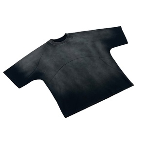เสื้อยืดสตรีทแวร์ผู้ชายทรงโอเวอร์ไซส์ ย้อมสีซันเฟด ผ้าคอตตอนถัก 100%  แบบเรียบ  สามารถสั่งทำได้ - Product Image 1