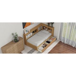 Daybed Twin Size con due cassetti di stoccaggio e porte USB legno di colore armadi di stoccaggio letto mobili - Product Image 6