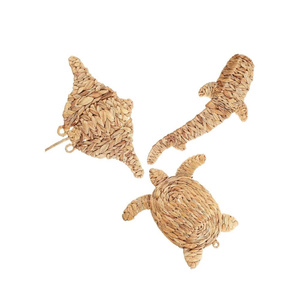 Handwoven Rattan Sea Turtle Stingray Shark Wall Sculpture Coastal Nautical Home Decor Multi-piece Set Living Room Art - Product Image 2