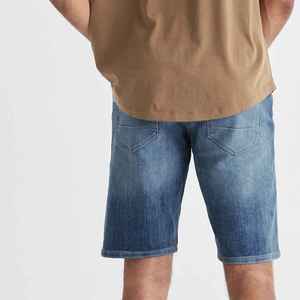 กางเกงยีนส์ขาสั้นผู้ชายคุณภาพสูงสำหรับฤดูร้อน ทรงหลวม สีพื้น เอวสูง ผลิตด้วยวิธีการถักทอ - Product Image 6