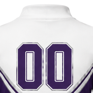 Maillot de cheerleading sublimé violet et blanc à manches longues – Haut de performance athlétique pour l'entraînement, la pratique et les compétitions - Product Image 4