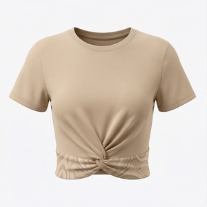 Premium Custom Logo Plus Size Women <b>Crop</b> <b>Top</b> T Shirt Puff Workout Plain Femme Print Activewear Casual Fashion Wear - Product Image 1