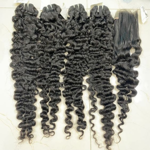 Extensions de cheveux vierges à 100 % de style bouclé birman vietnamien, tissage double machine, 100 g, style vague naturelle, cheveux noirs pour femmes, vente chaude - Product Image 1