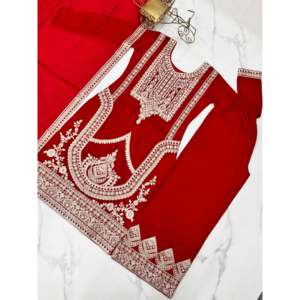 Hermoso Salwar Kameez de Algodón, Elegante Conjunto de Fiesta con Top y Dupatta con Bordado - Product Image 6