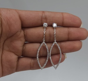 1.50 Ct Lab Grown Diamond Round Brilliant Cut 14K Gold Open Dangle <b>Earrings</b> Elegant Fine Jewelry Gift Women Party Minimalist - Product Image 3