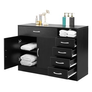 Mobile da Bagno in MDF Nero con Ante Doppie in Triamina e Cinque Cassetti, Armadietto da Cucina RT - Product Image 4