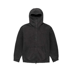 25-26 Customizable 100% Cotton Winter Balaclava Hoodie Men's Street Oversized Half Zip Drop Shoulder <b>Waterproof</b> Windproof - Product Image 1