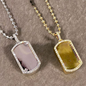 Pendentif cadre photo rectangulaire en or 10K plaqué rhodium avec diamant Moissanite, style Hip Hop glacé, tendance, personnalisé, mode - Product Image 5