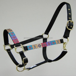 New Customized Handmade Western Design Nylon Horse Halter Fancy Colorful Nylon Webbing Embroidered Design Overlay Nylon Halter - Product Image 4