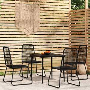Juego de Comedor para Jardín Negro, 4 Plazas, Estructura Metálica, Resistente a la Intemperie, Muebles Modernos para Exteriores - Product Image 1