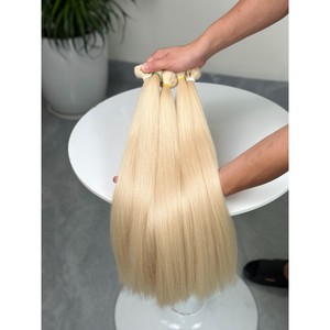 Virgin European Hair Bulk <b>Extensions</b> <b>Blonde</b> Color Single Weft Double Drawn Human Hair Weave - Product Image 2