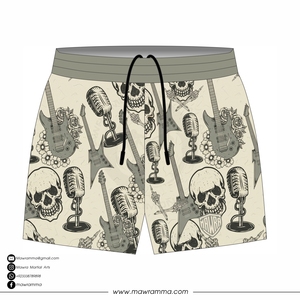 Mawra Men's Quick Dry Printed Beach Shorts With Skull And Guitar Pattern Regular Fit Polyester Swim Trunks For Summer <b>Outdoor</b> - Product Image 5