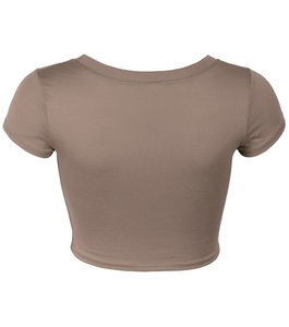 เสื้อครอปท็อปผู้หญิง คอวี แขนสั้น สีพื้น รับทำโลโก้ตามสั่ง ขายส่ง แฟชั่นลำลอง ปรับแต่งสีได้ - Product Image 3