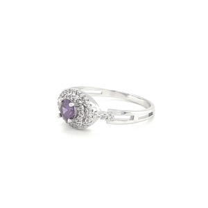 แหวนหมั้นเพชรสวิสสีม่วงทรงกลม - Product Image 3