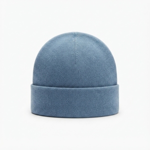 Gorro de Punto Acanalado Azul Claro con Puño, Gorro Cálido de Invierno con Logotipo Bordado Personalizado - Product Image 4