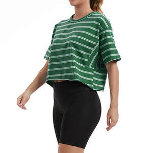 Camiseta Casual de Mujer, Elástica, de Spandex/Algodón, Estampada, Antiarrugas, Transpirable, Cuello Redondo, Manga Corta, Personalizada para Camiseta de Punto - Product Image 2