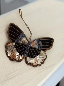<b>Butterfly</b> Zari Hanging – <b>Beaded</b> Embroidery, Zardozi Work for Eid, Ramadan & Christmas Decor I Handmade <b>Butterfly</b> Patch - Product Image 2