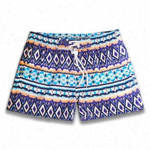Shorts de bain décontractés pour hommes en toile à carreaux imperméable 140g polyester à séchage rapide, taille mi-haute avec cordon de serrage, pour l'été - Product Image 5