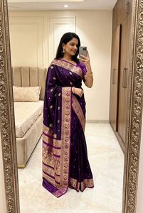 Soft premium pure <b>satin</b> silk fabric <b>saree</b> with zari weawing Peshwai border <b>saree</b> - Product Image 3