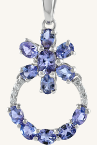 Colgante de Tanzanita y Diamantes en Plata de Ley 92.5 KLSP-50398 - Product Image 2