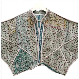 Chaqueta Kantha de Algodón Vintage Premium para Mujer, Hecha a Mano en India, Estilo Boho, Tejido Transpirable Ecológico, Diseño Abierto por Delante - Product Image 3