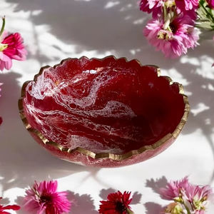 Small <b>Red</b> epoxy resin Geode design <b>Bowl</b> handmade Decorative Serving <b>Bowl</b> - Product Image 1