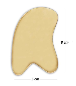 Outil de massage facial Kansa Gua Sha, planche de massage faciale traditionnelle indienne en métal Kansa pour femmes et hommes, inspirée de l'Ayurveda - Product Image 3