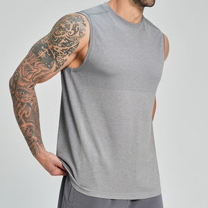 <b>Men's</b> Fitness <b>Vest</b> <b>Stringers</b> Gym Wear Tank Top Singlet Elastic Breathable and Quick-Drying 100% Cotton Sleeveless - Product Image 3