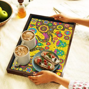 Elephant Design Wooden Serving <b>Tray</b> with Handle Rectangular Shaped <b>Large</b> Serving <b>Tray</b> for Decoration Home and Office Usage - Product Image 3