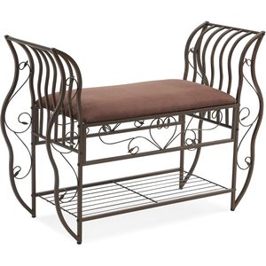 Mueble Zapatero Acolchado Estilo Victoriano Marrón con Almacenamiento de MDF Antipolvo para Pasillo, Sala de Estar y Dormitorio - Product Image 1