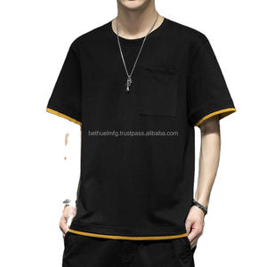Camiseta de Manga Corta para Hombre, Primavera-Verano, Poliéster y Algodón, Bordada, Transpirable, Holgada, Talla Grande, Estilo Casual - Product Image 5