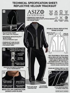 <b>Black</b> Polyester/Cotton Eco-Friendly Tracksuit Set Zip-Up Jacket Drawstring <b>Pants</b> Elastic Waist Side Pockets Plus Size Loose Fit - Product Image 2