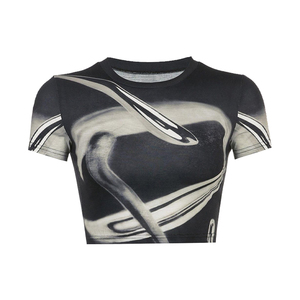 Custom Print Women's Crop <b>Tops</b> Customize Wholesale High Quality Tees Shirts Ladies Summer Crop <b>Tops</b> Sexy Cropped T-Shirts - Product Image 2