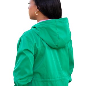 Chaqueta para todo tipo de clima AKA para mujer, color verde, con cremallera, con capucha, ligera, informal, elegante, para uso diario - Product Image 4