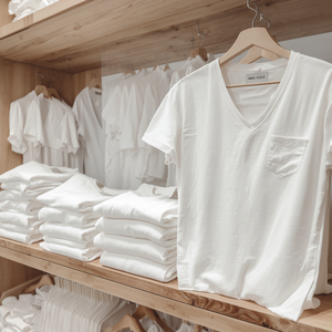 Camisetas Blancas de Cuello en V para Hombre, de Algodón, Manga Corta, Corte Ajustado, con Personalización OEM ODM - Product Image 5